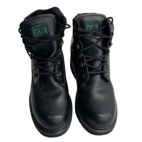 Wrangler Steel Toe Black Work Boots 9.5 - Picture 1 of 6
